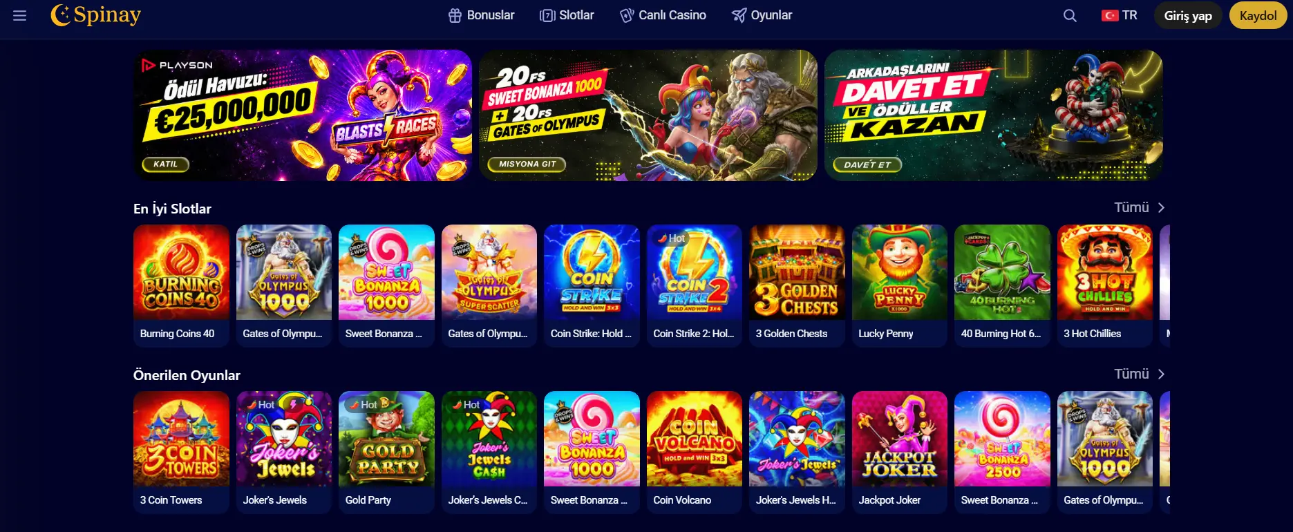 Spinay Casino – Casino Oyunları, Bonuslar ve Mobil Erişim image 1